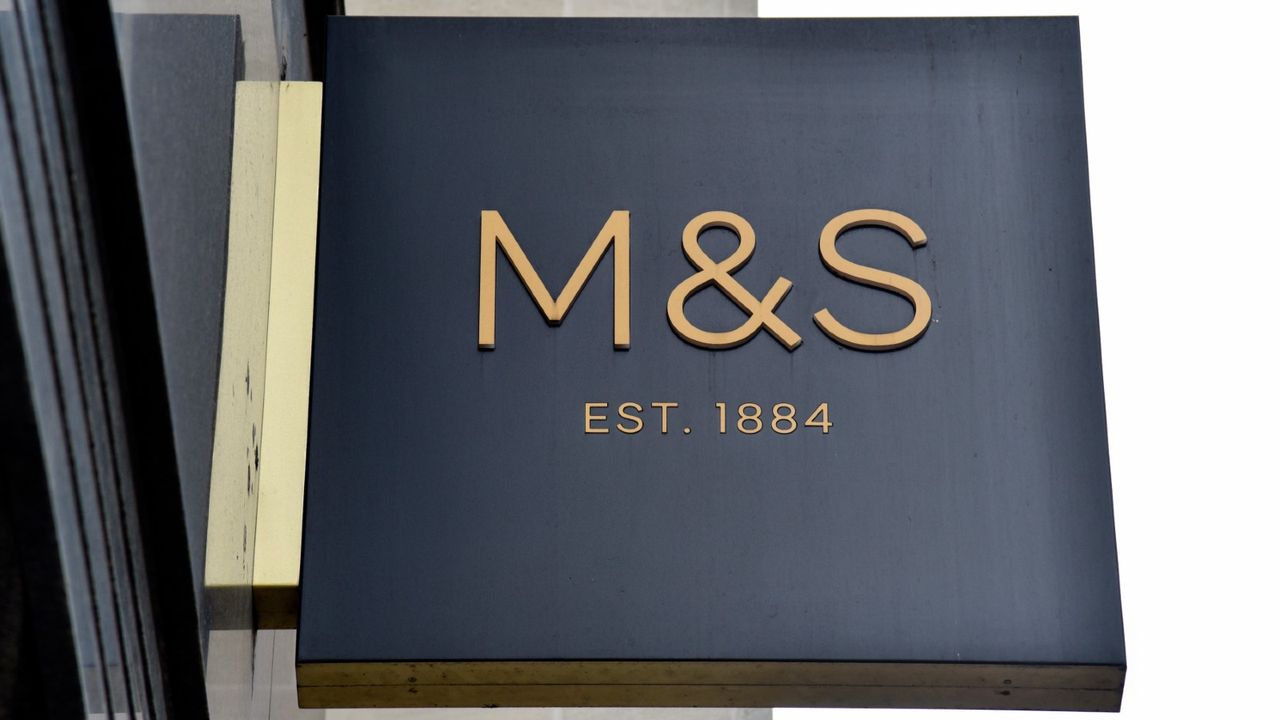 M&amp;S sign on their store in Oxford Street