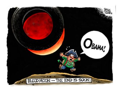 Editorial cartoon Obama blood moon