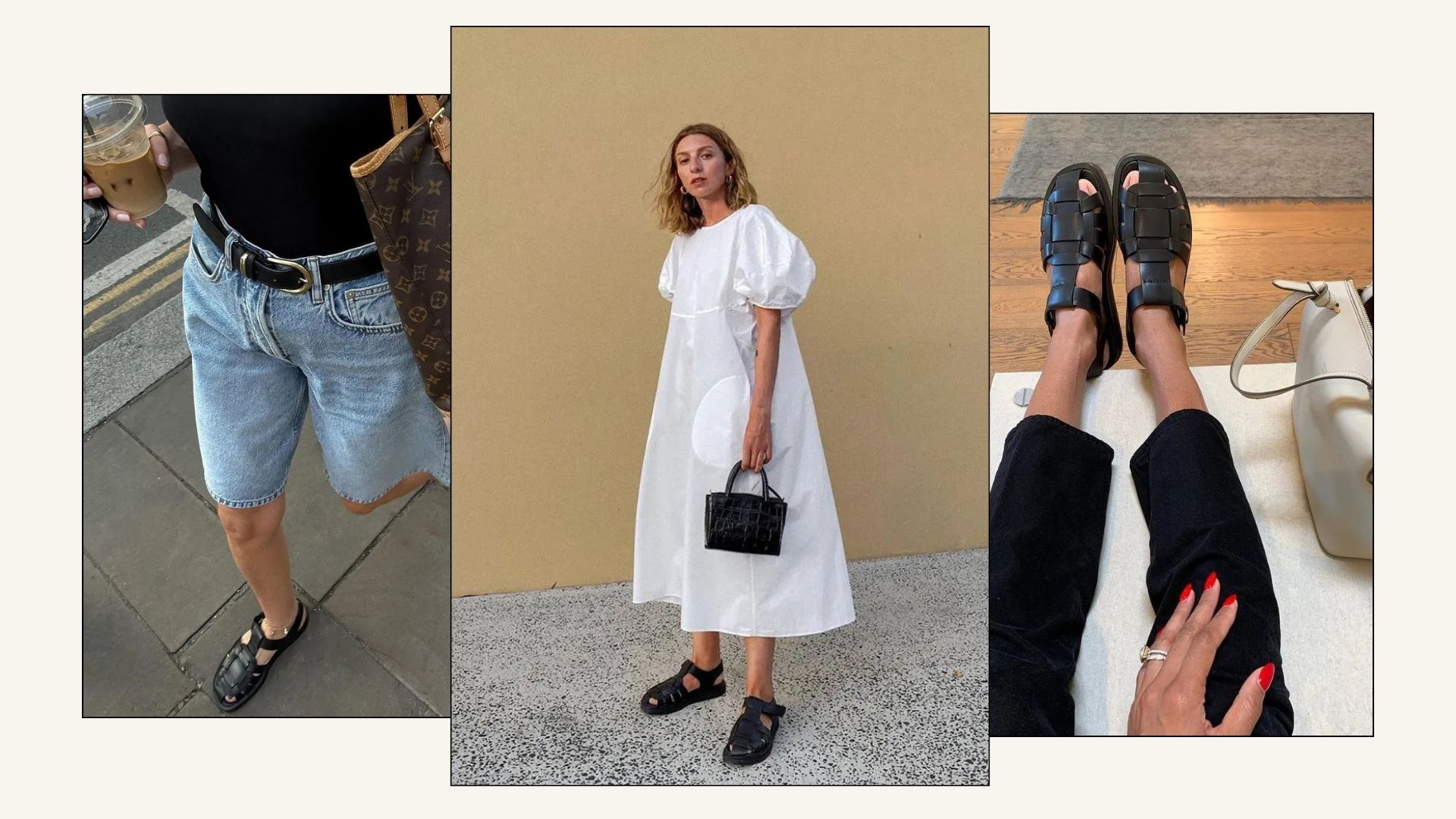 Three women wear fisherman sandals