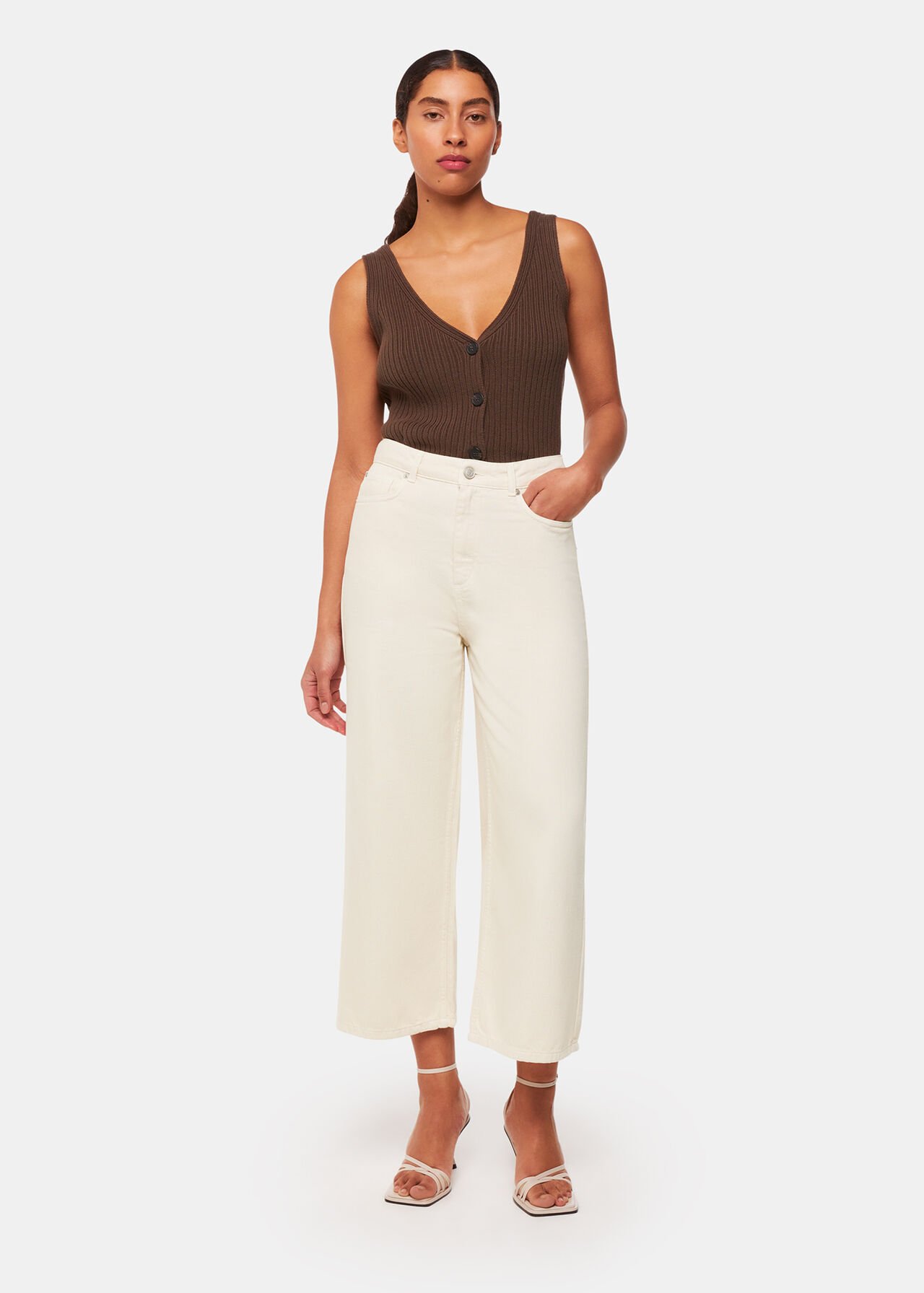 White Wide Leg Cropped Jean