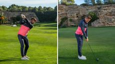 PGA pro Alex Elliott hitting a golf shot at Infinitum Golf Resort in Spain