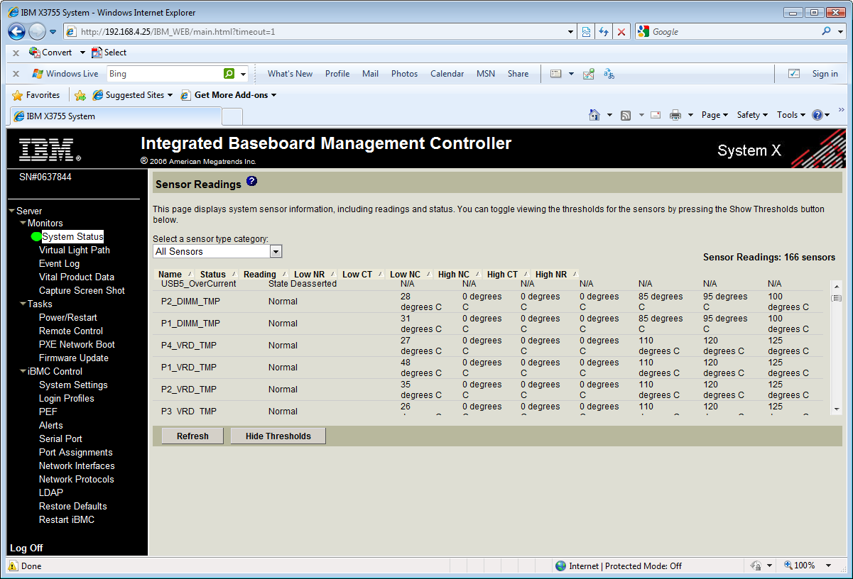 The IMM provides plenty of sensor information and their values can be linked to email and SNMP alerts.