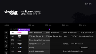 A screenshot of Live TV on the Roku Channel