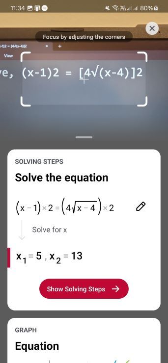 Photomath interface for solving math problems
