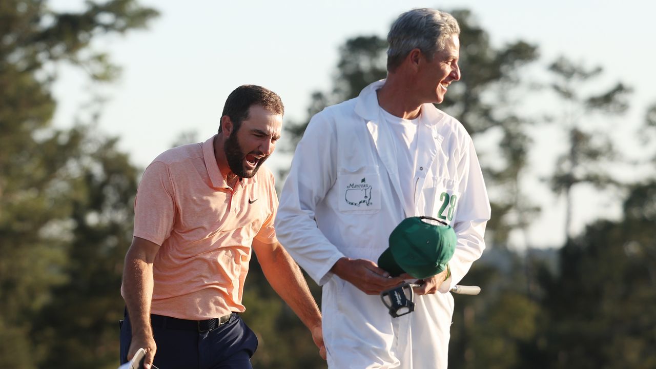 Scottie Scheffler and Ted Scott after winning the 2024 Masters