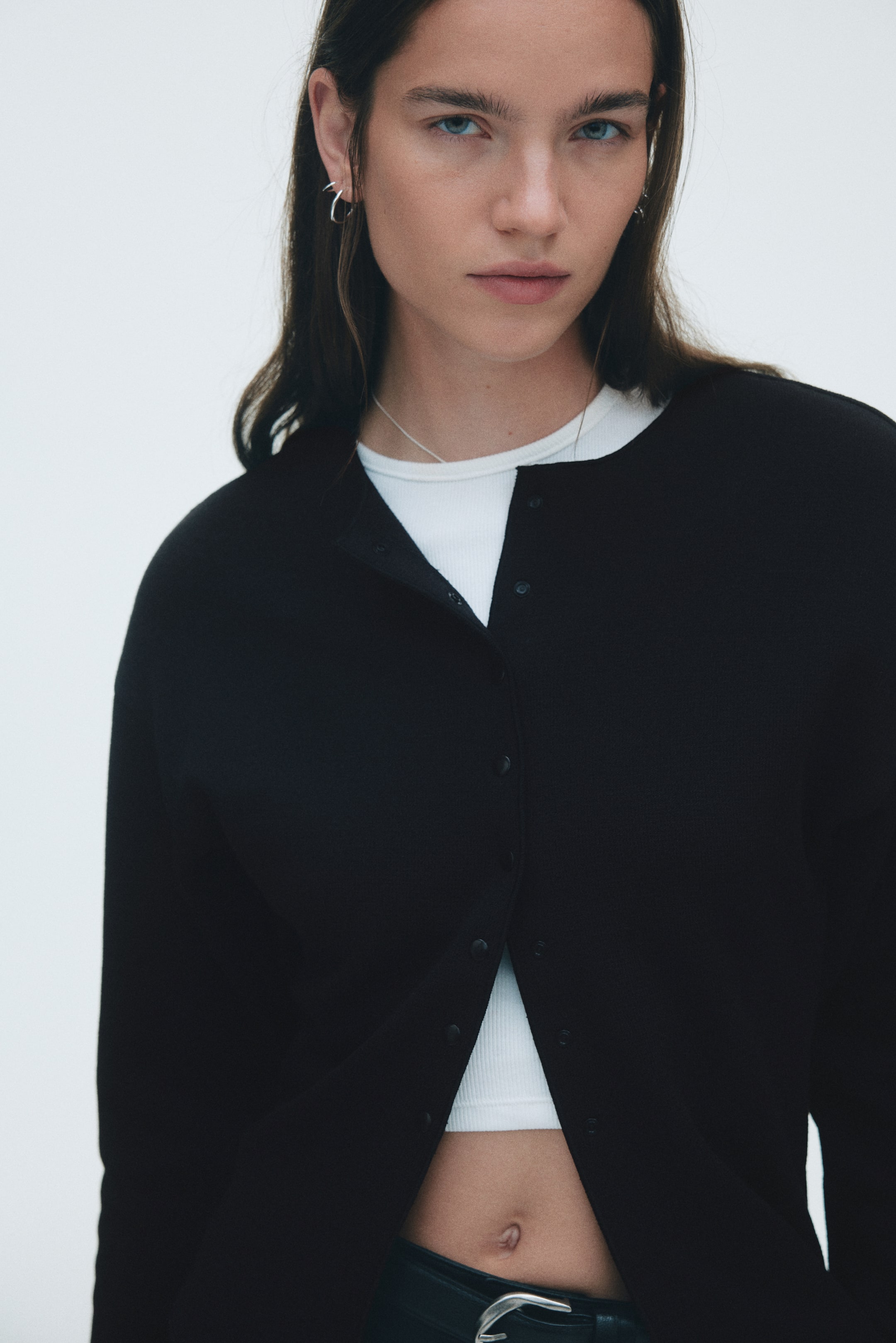 Textured-Knit Cardigan - Black