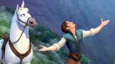 Maximus, the horse from Tangled pictured with Flynn Rider