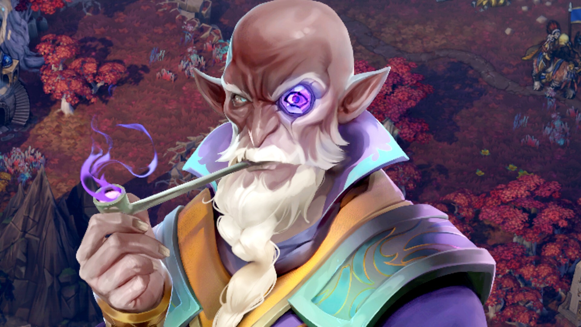 The Heroes of Might and Magic Olden Era Stargazer smokes a pipe