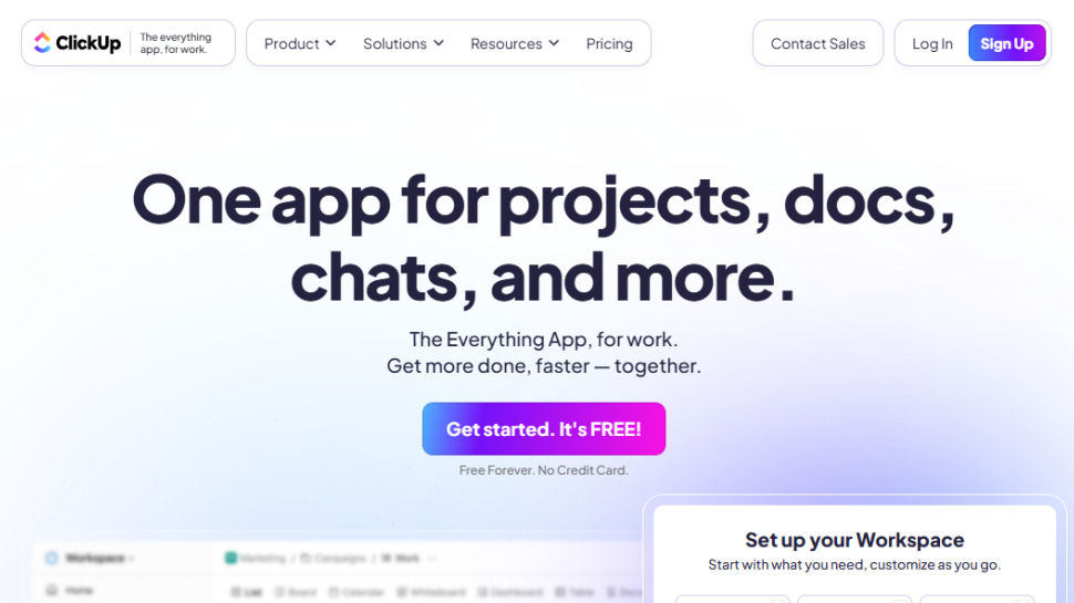 ClickUp website screenshot (May 2025)