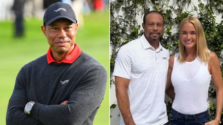 Tiger Woods and Vanessa Trump posing for a photo