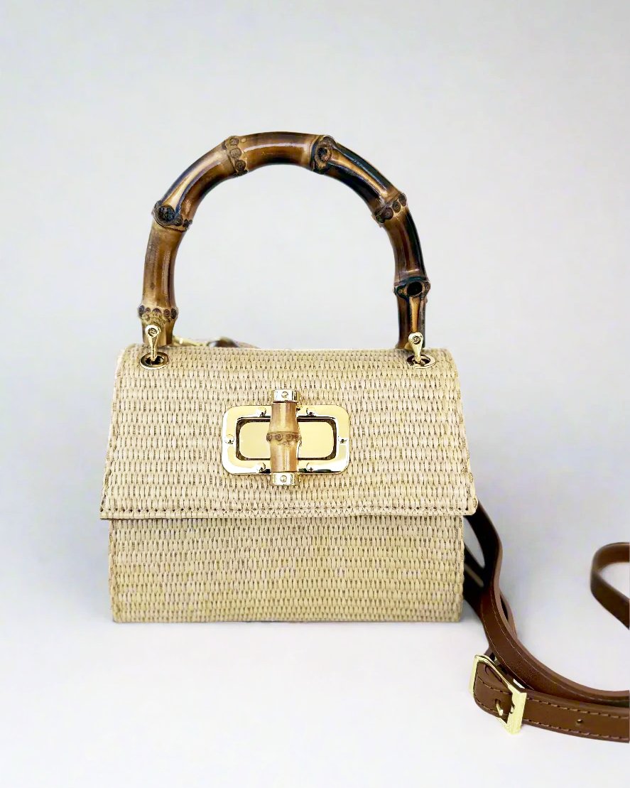Raffia Mini Bag With Bamboo Handle - Woven Raffia / O/s