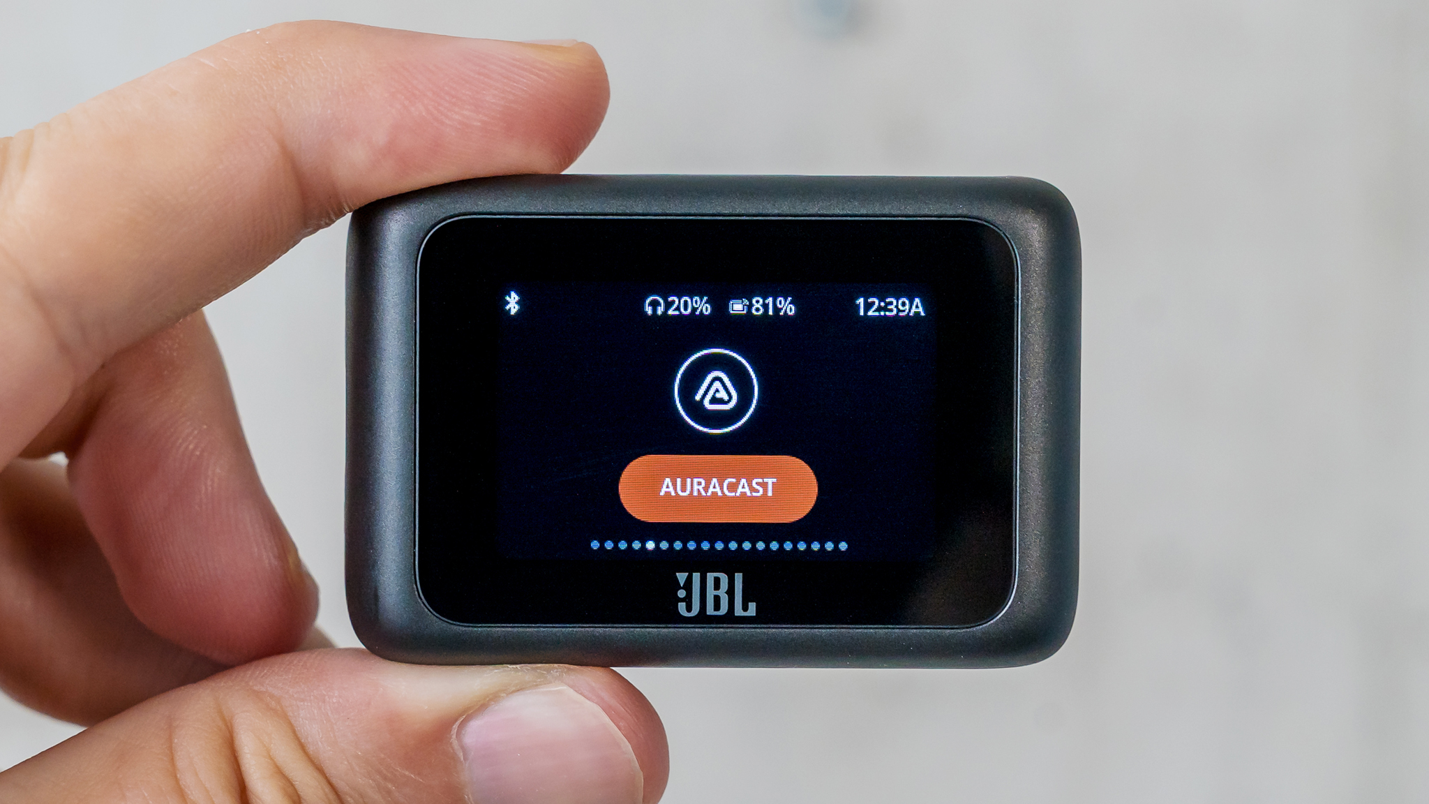 Smart Tx transmitter for JBL Tour One M3 showing Auracast mode.