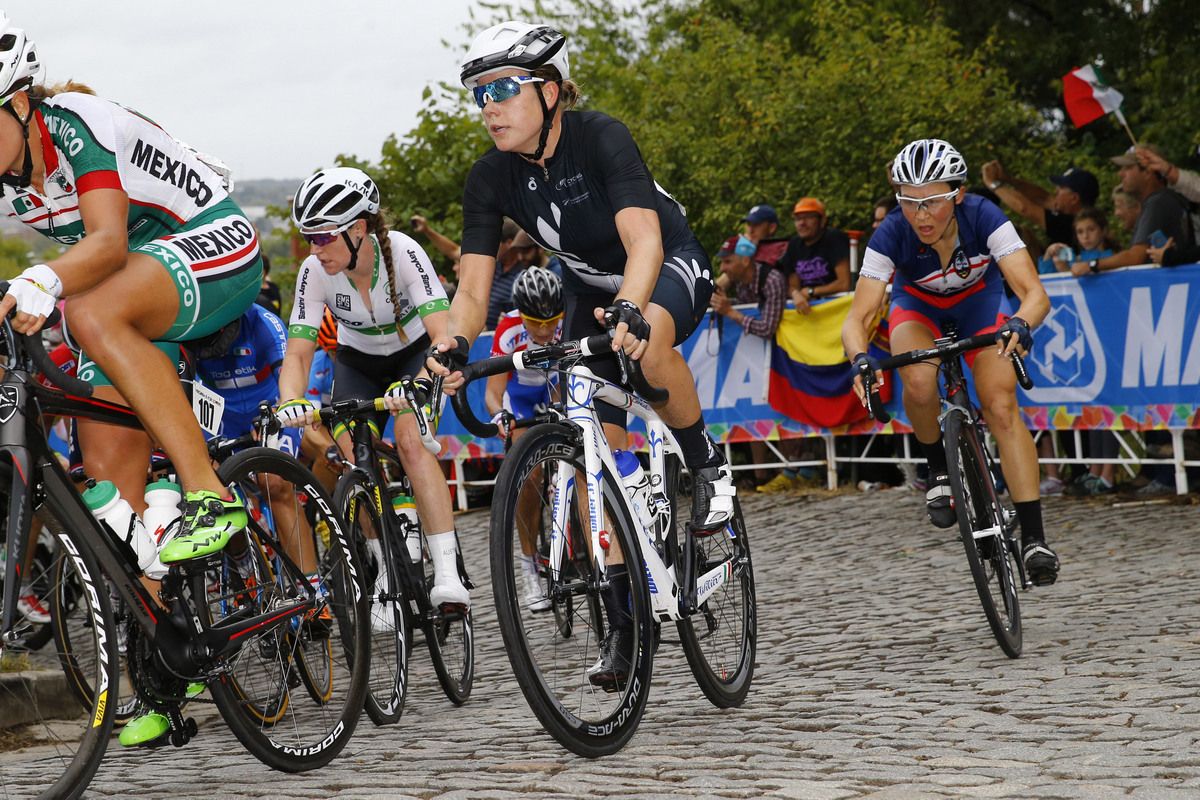 Linda Melanie Villumsen (New Zealand) on her team issue bike today