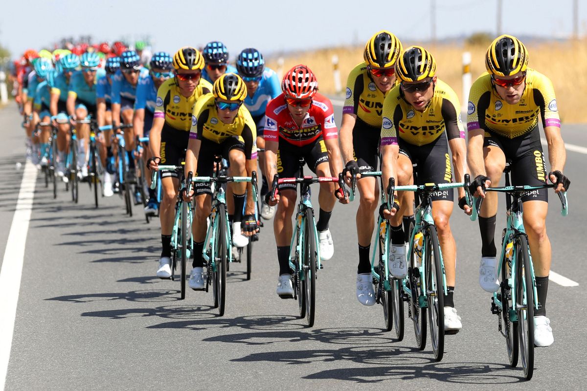 Roglic in the Jumbo-Visma paceline on stage 18