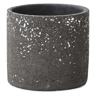 Serene Spaces Living Black Terrazzo Cylinder Vase With Speckled Pattern of White, Black and Orange Chips Set in Concrete - Modern Home Decor Accent for Flowers, Measures 4