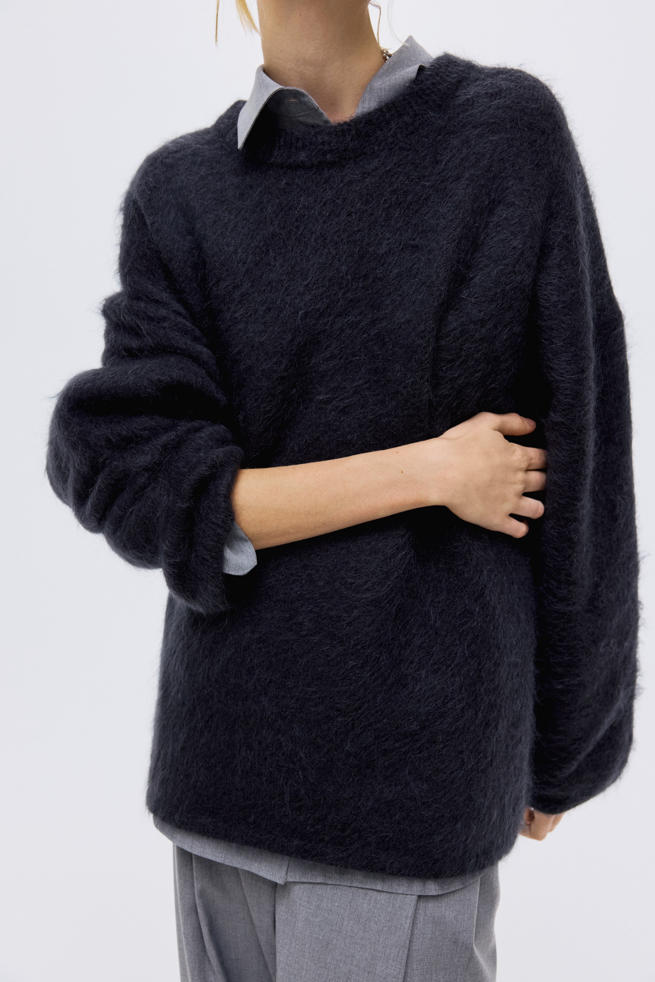 Oversized Mohair-Blend Jumper - Black