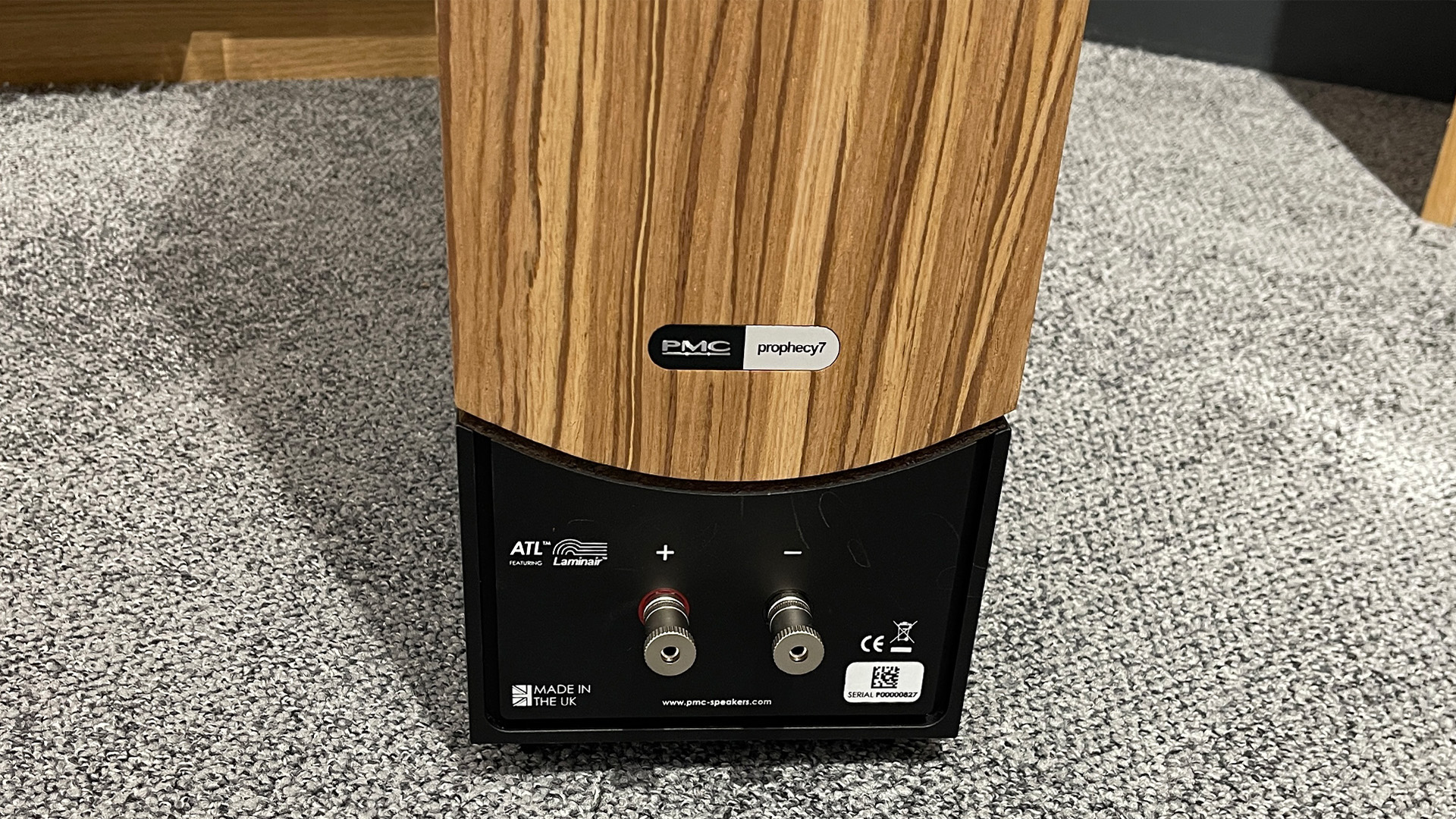 PMC Prophecy 7 floorstanding speakers bottom rear of speaker showing binding posts