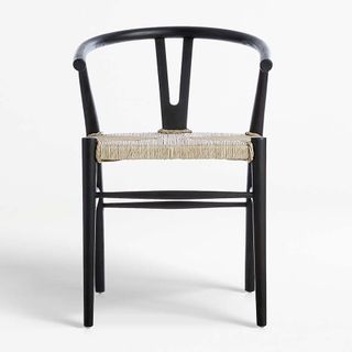 Crescent Black Wood Wishbone Dining Chair