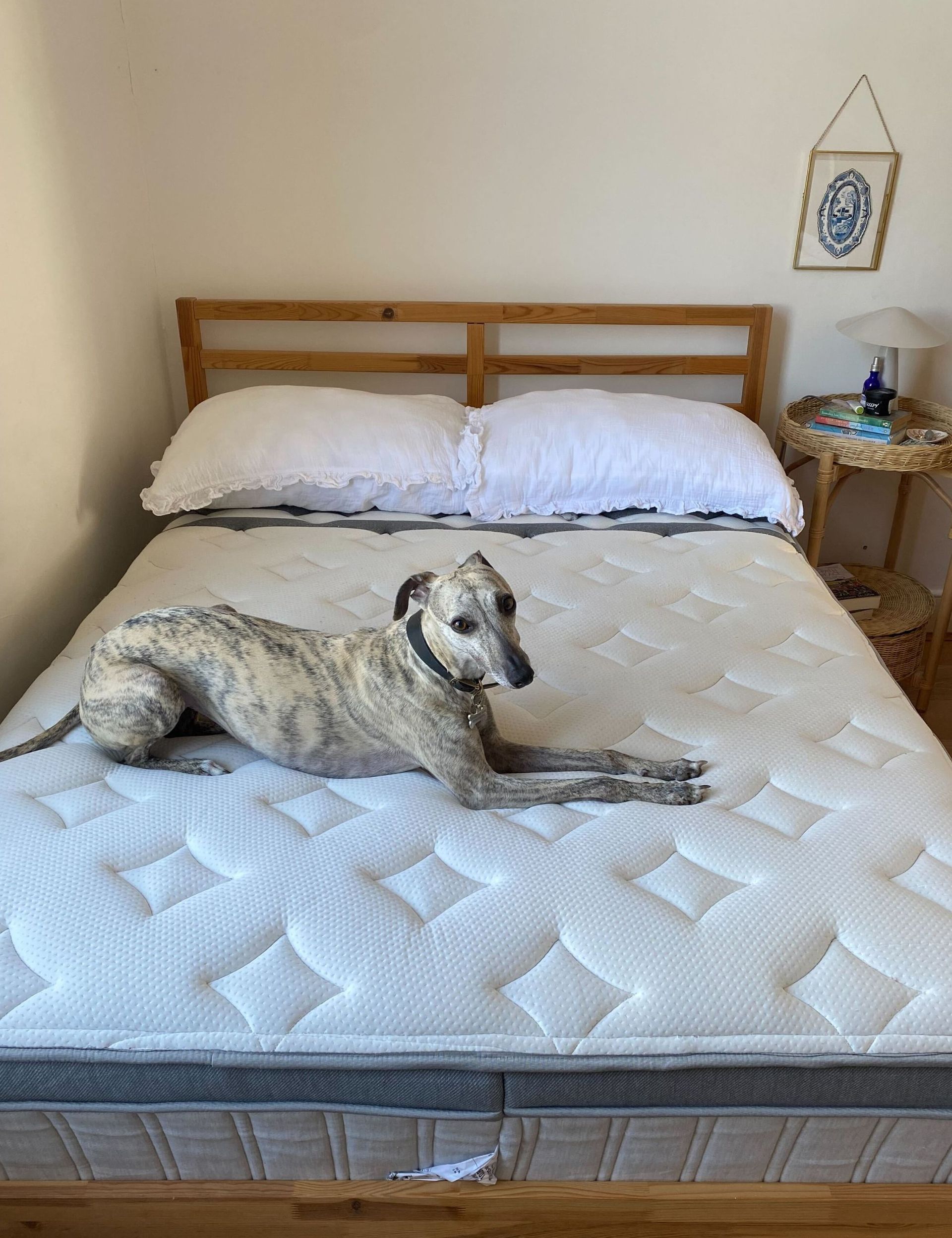 Leesa mattress on wooden bed frame