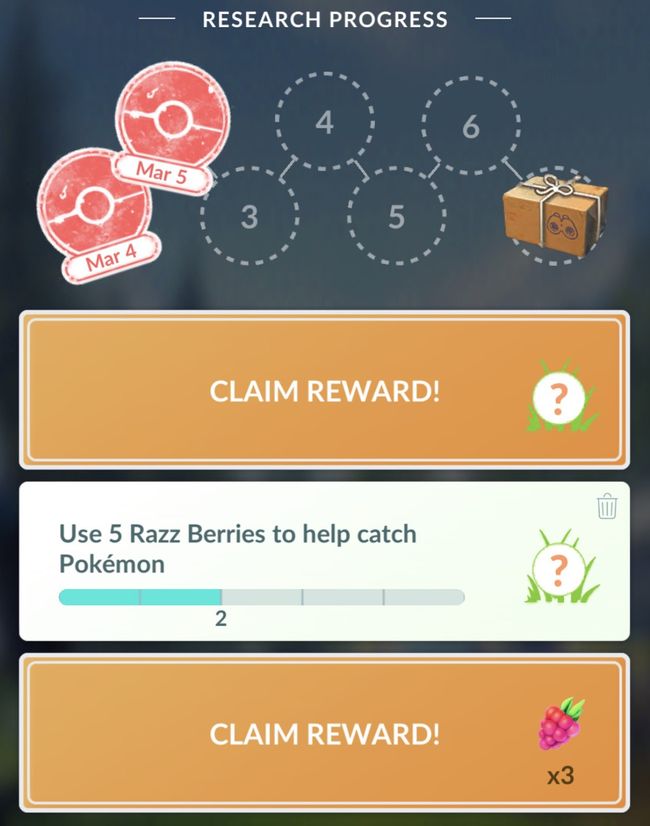 research tasks for pokemon go