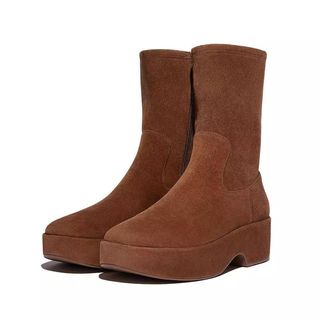 F-LUMA Stretch Suede Demi-Wedge Mid-Calf Boots from FitFlop