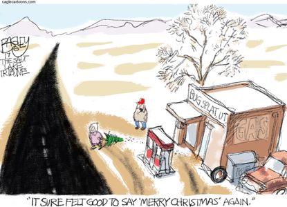 Political cartoon U.S. War on Christmas Trump supporters