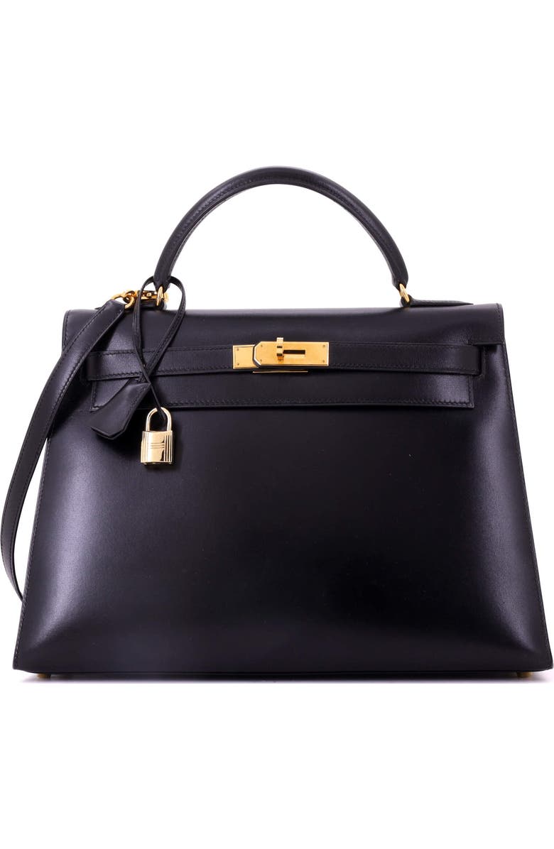 Kelly Handbag Black Box Calf with Gold Hardware 32