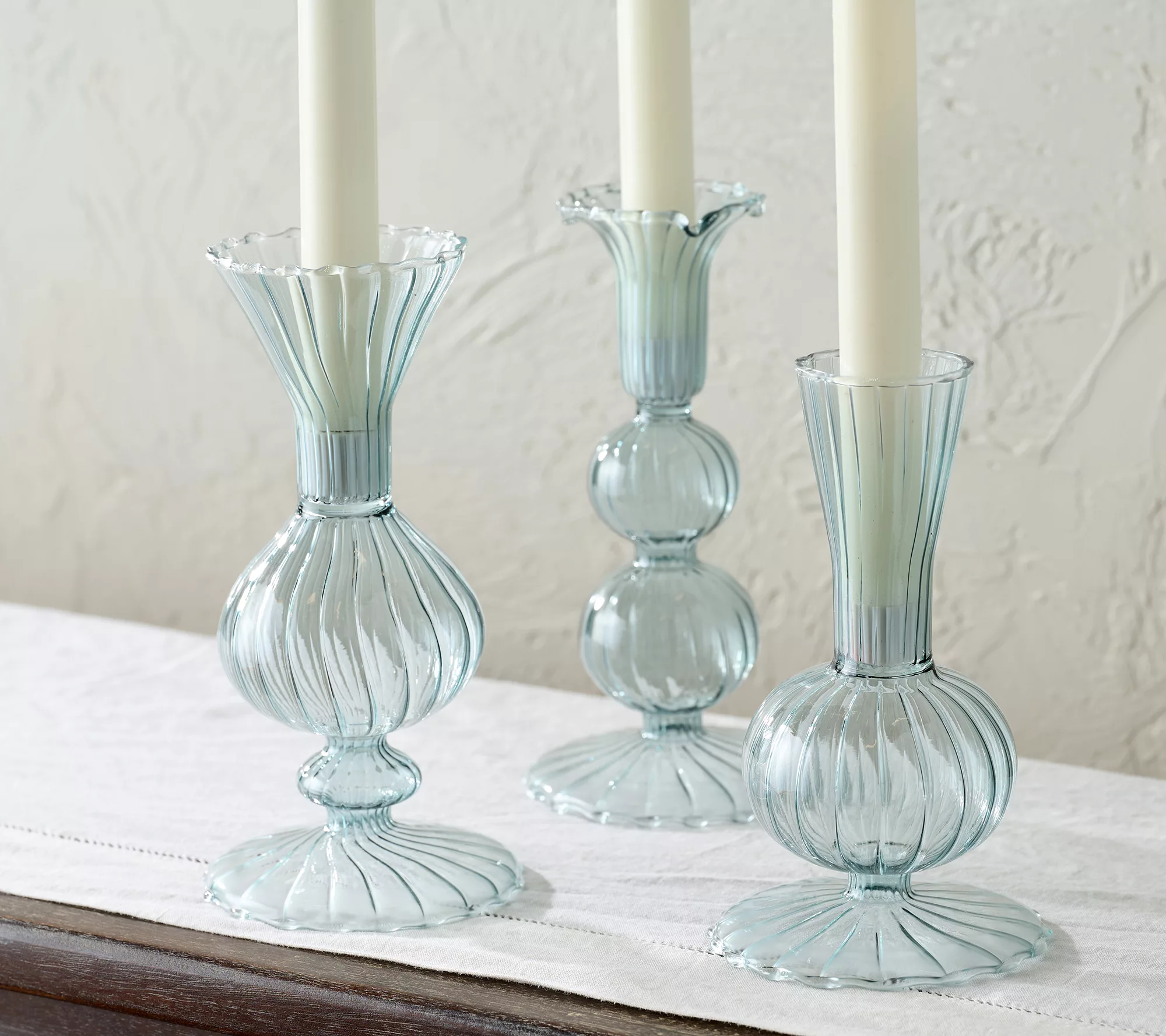 Mrs. H by Dee Hilfiger Set of 3 Blow Glass Candle Holders