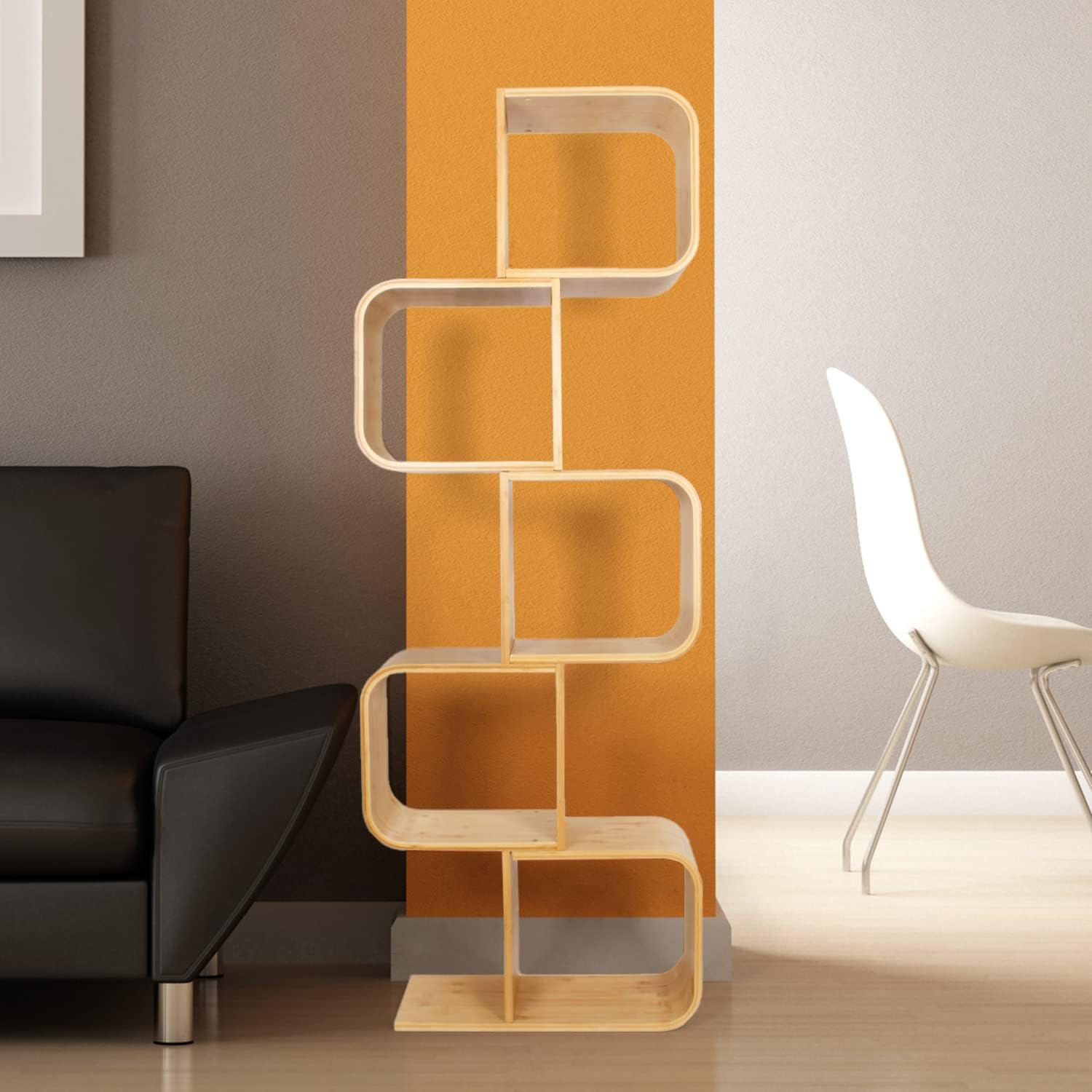 modern wooden bookshelf