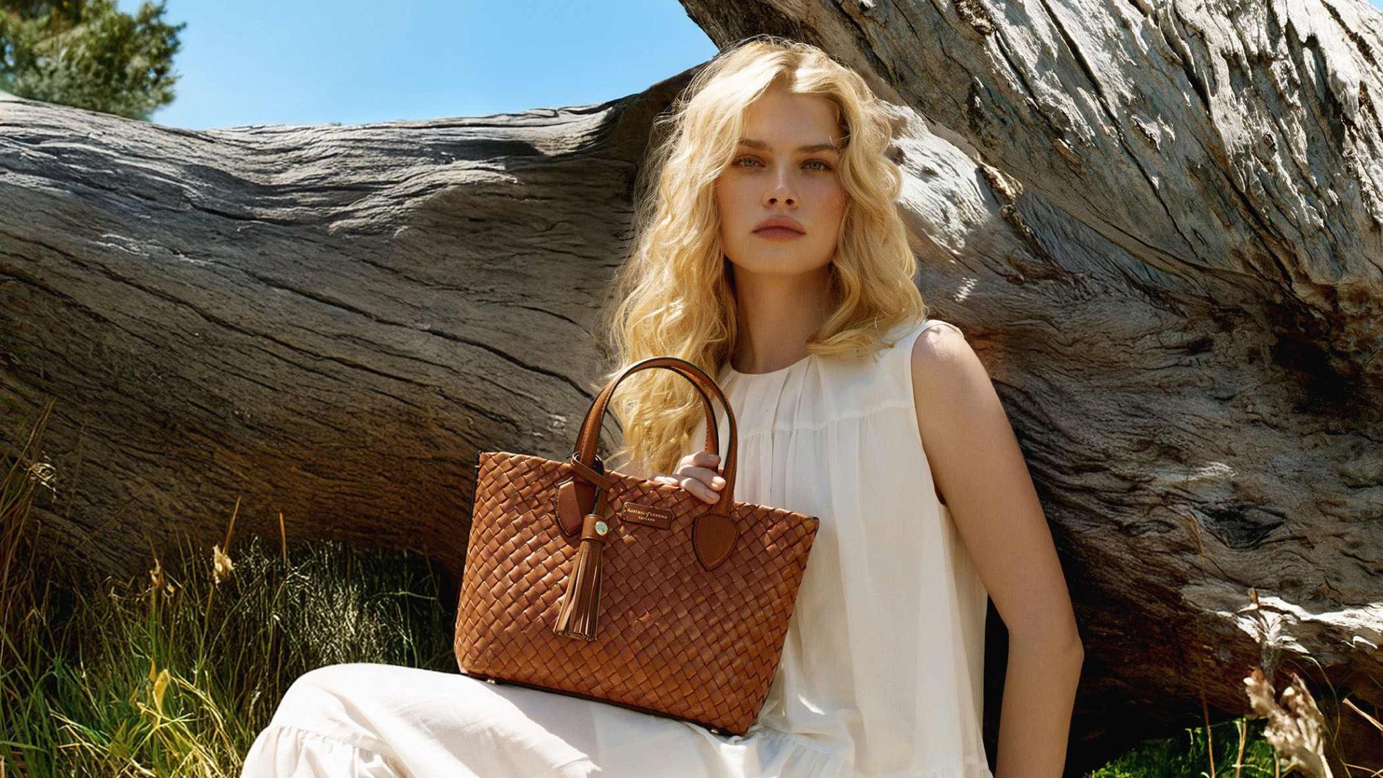 Aspinal of London model with woven tote