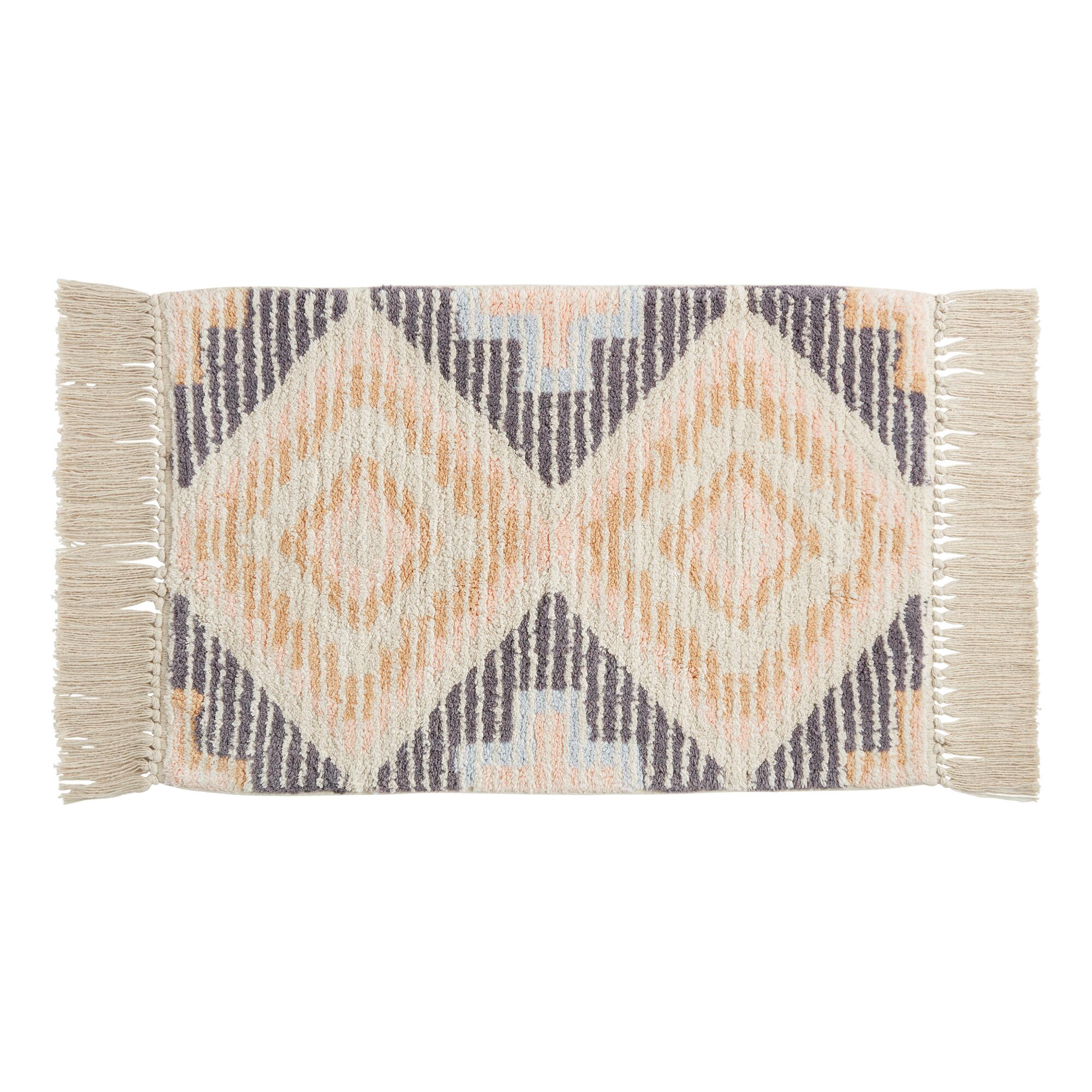 Blush And Gray Southwestern Diamond Tufted Bath Mat