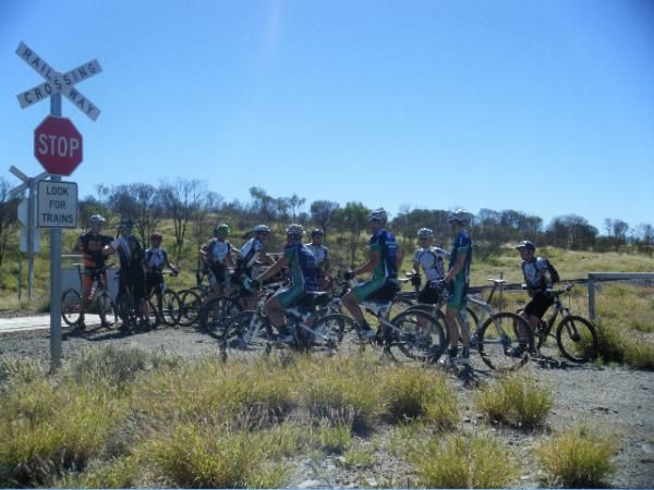 Pre-riding a bit of stage 1 of the MTB Enduro - Red Centre with a horde of Aussies. This is right before the "Hell Line".