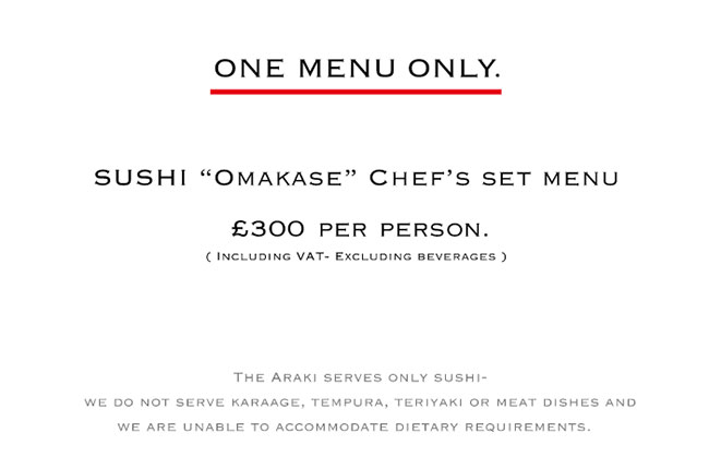 The Araki, Michelin guide 2018