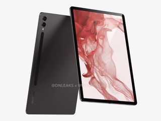 Render of the Samsung Galaxy Tab S9 Plus' front display and rear