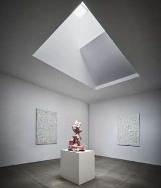 dramatic skylight and art at the new Gagosian in New York