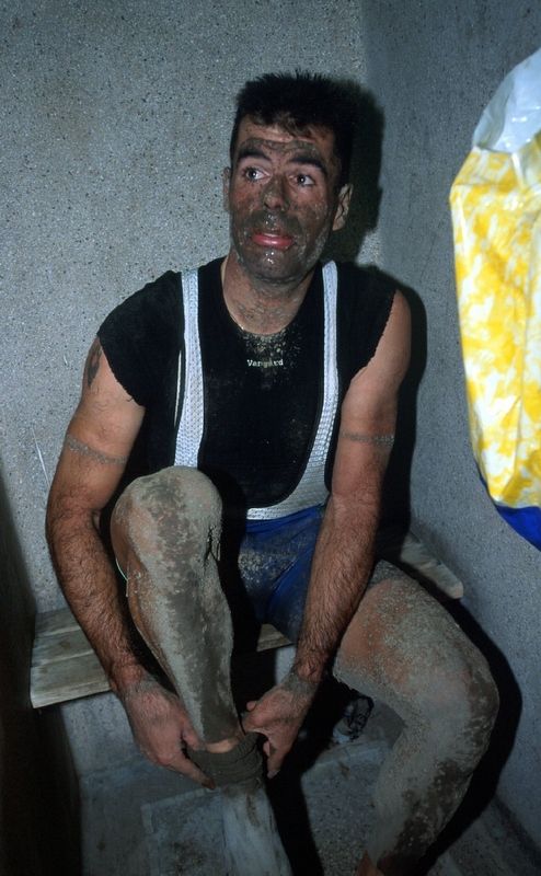 Peter Van Petegem would be celebrating victory two years later in the same showers