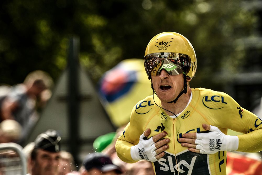 Geraint Thomas (Team Sky) seals the overall victory at the Tour de France after the stage 20 time trial