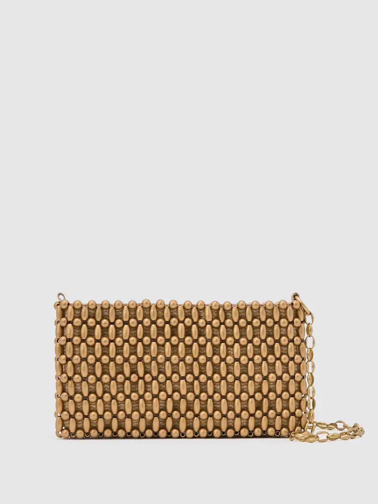 Beaded Shoulder Bag in Gold
