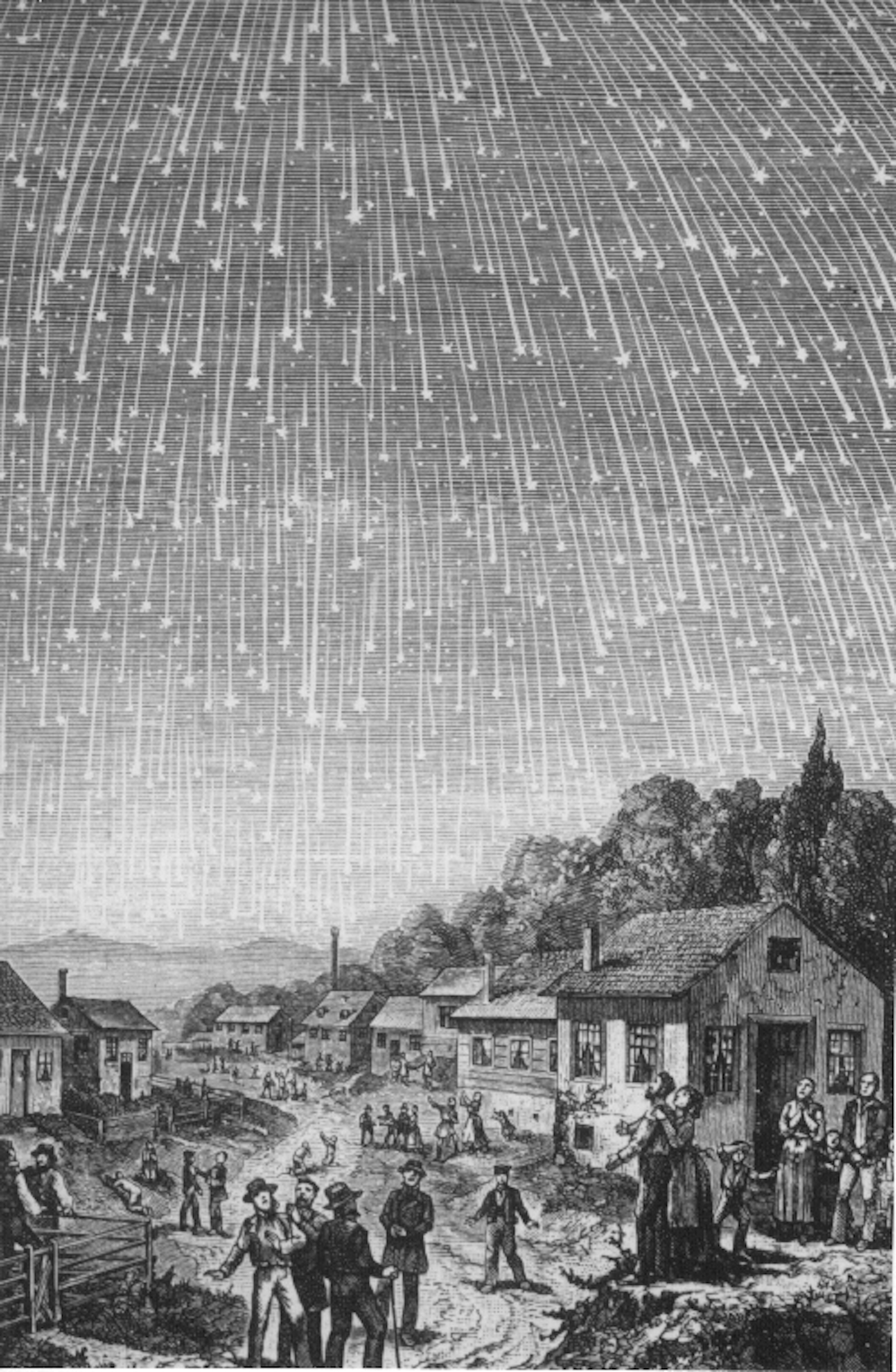 Artist’s impression of the 1833 Leonid meteor storm.