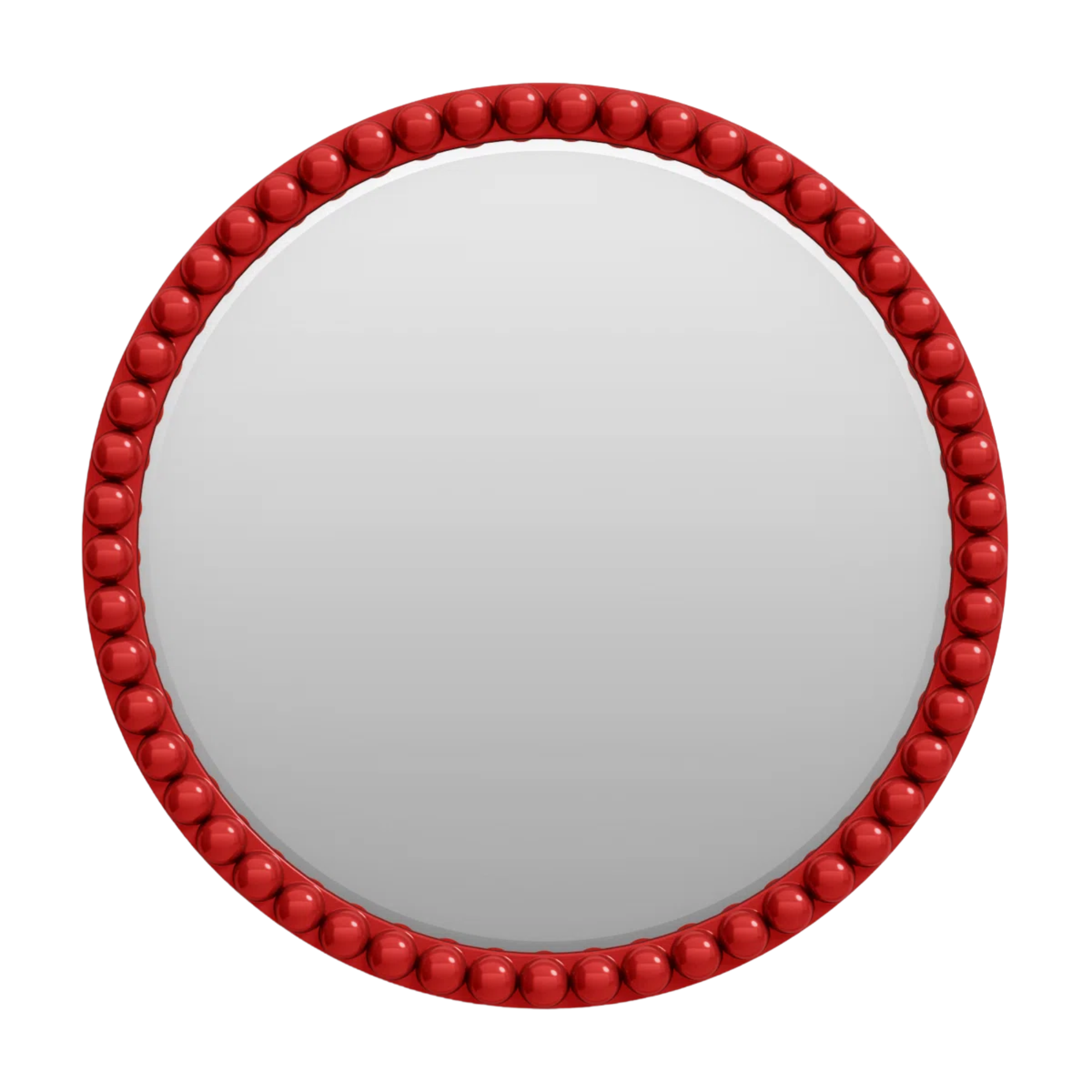 a circular red mirror