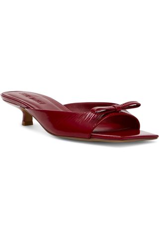 Steve Madden Women's Meme Heeled Sandal, Red Leather, 8