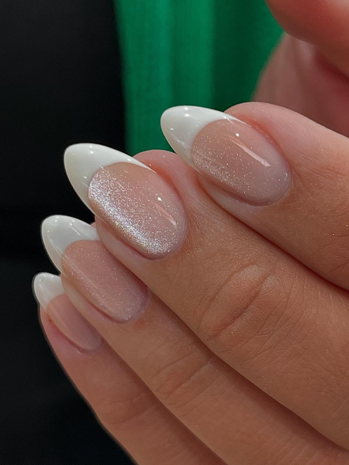 French tips with velvet polish.