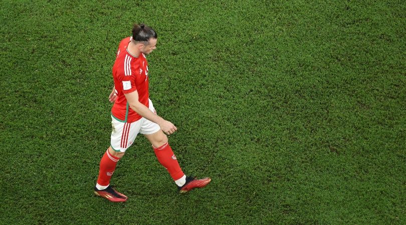 Gareth Bale goes off at half-time in Wales&#039; World Cup clash against England in Qatar.