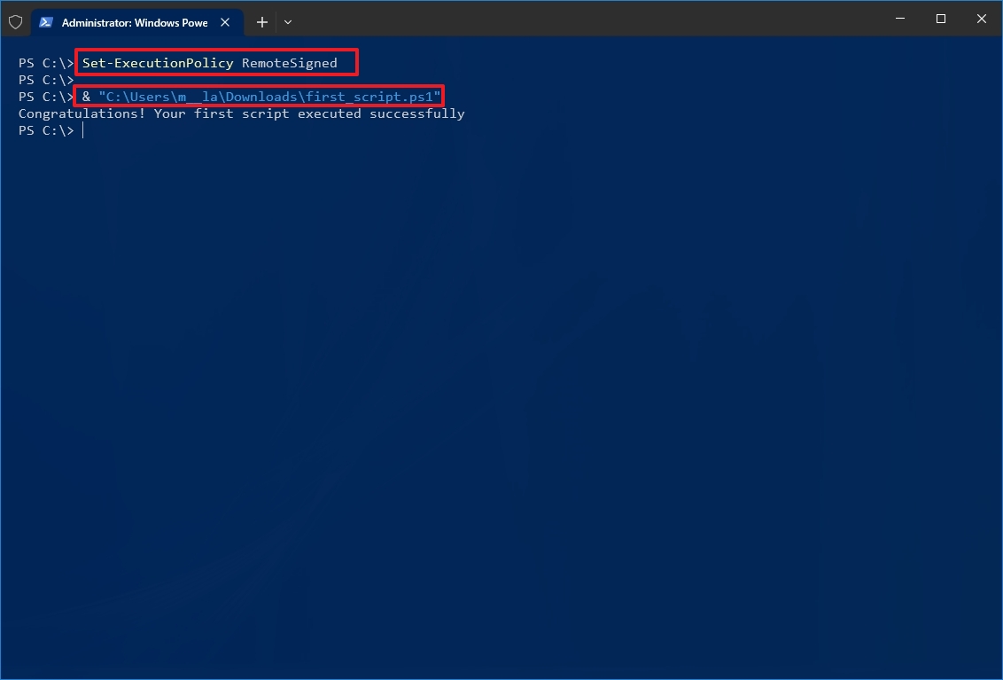 Run PowerShell script on Windows 10