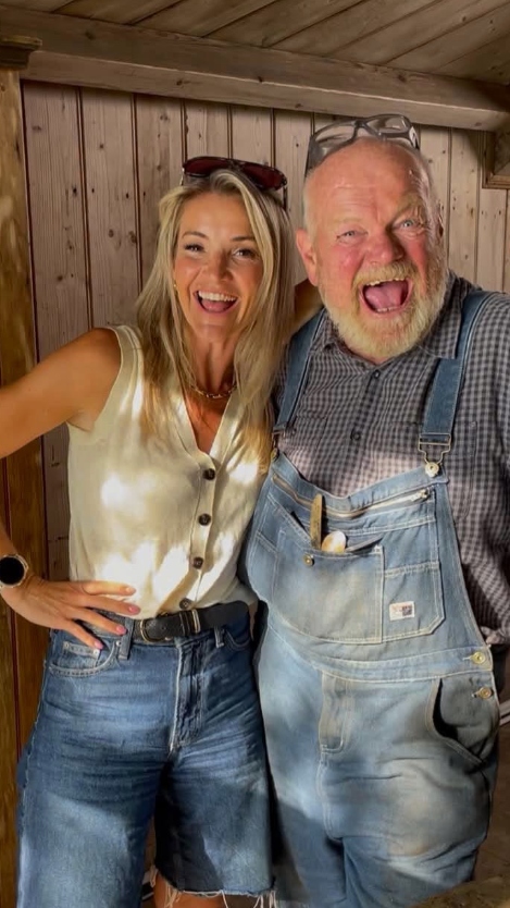 A screenshot of a picture posted by Helen Skelton on Instagram, showing her and a co-star of Lost and Found in the Lakes