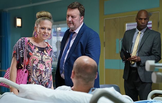 Linda Carter bursts into the hospital to confront Stuart