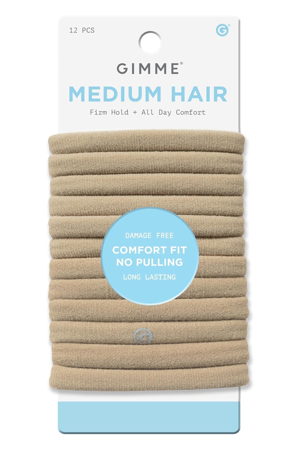 Gimme Beauty Medium Hold Hair Bands - Seamless Nylon & Spandex Ties for All Hair Types - Damage-Free, Comfort Fit Ponytail Holders - No-Crease Elastic Bands for Daily Use - 12 Pack, Blonde