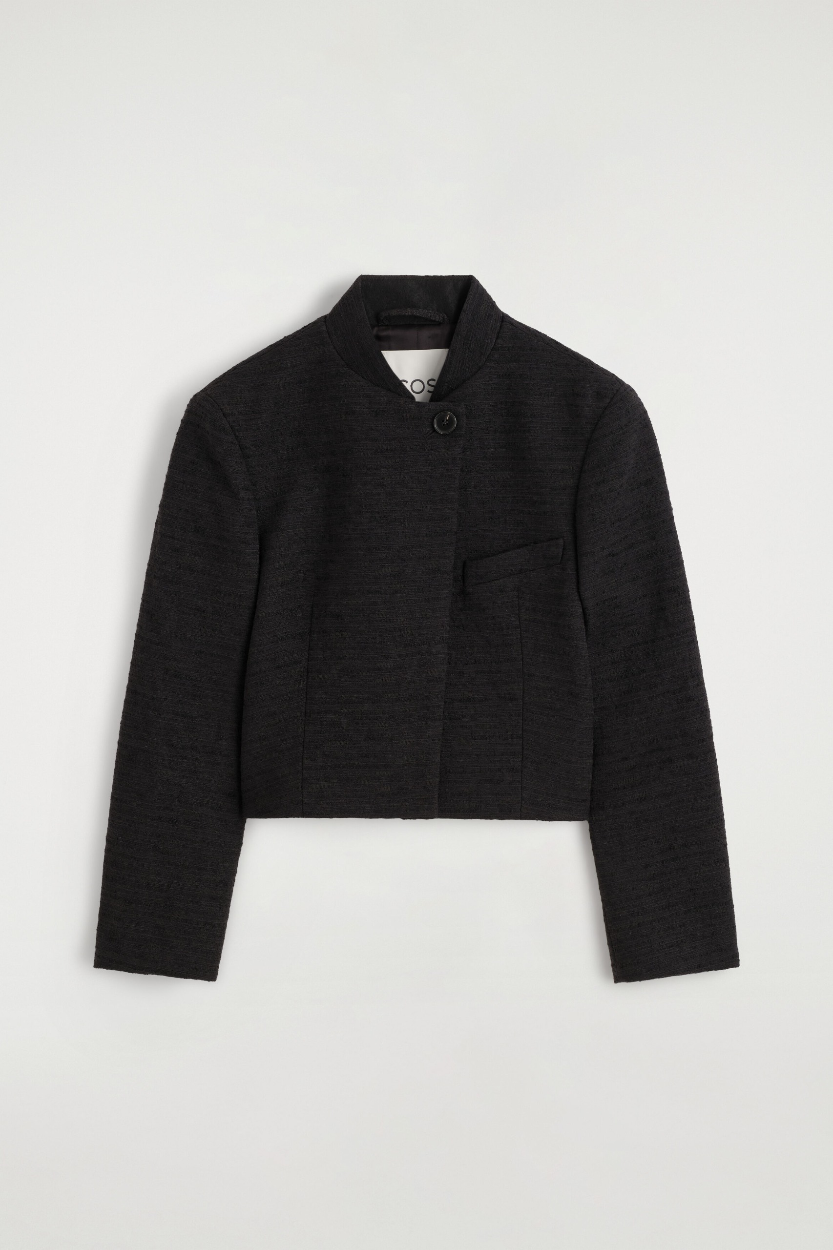 Cropped Structured Jacquard Blazer