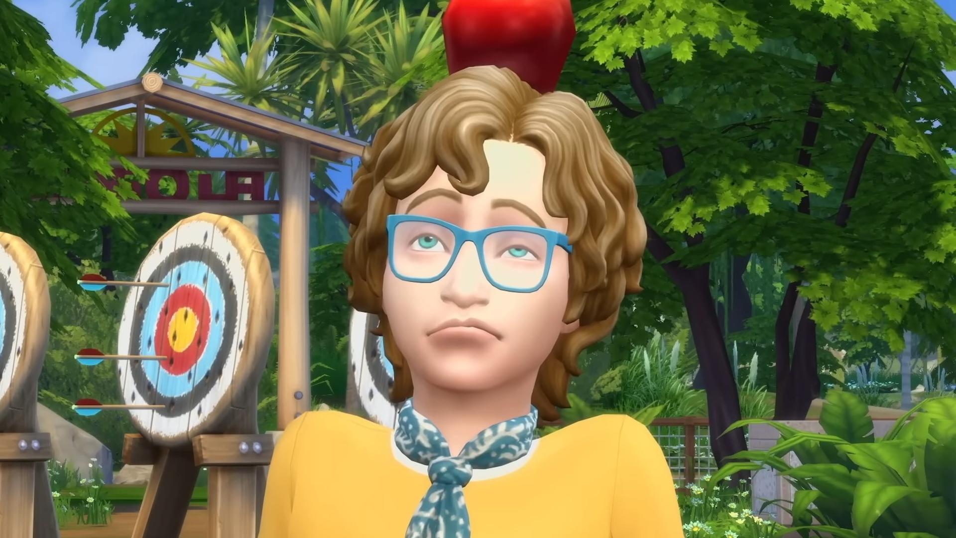 The Sims 4 character with bemused expression
