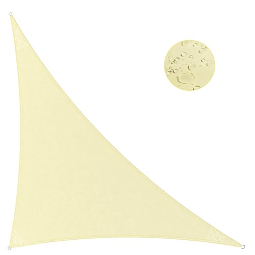 Ioaoi Garden Shade Sail Waterproof 3m X 3m X 4.3m Sun Shade Sail, Triangle Sun Canopy for Patio With Awning Attachment, 95% Uv Block, Concave Edge - Pale Yellow